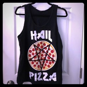 Pentagram Hail Pizza 🍕 Goth Oddities Black Tank